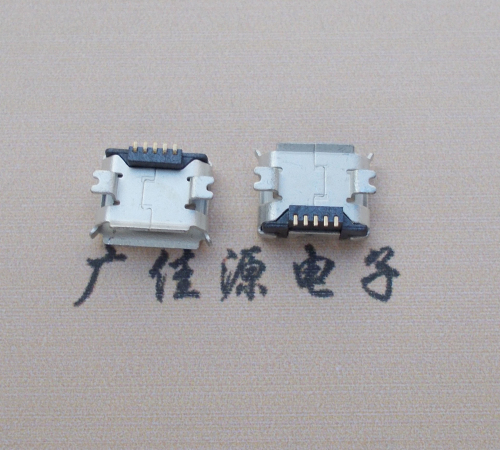 郴州Micro USB 5PIN接口,B型垫高0.9mm鱼叉脚贴片雾锡卷边