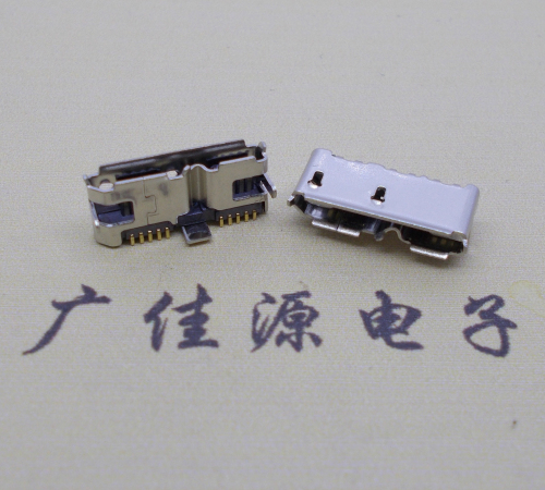 郴州 双接口micro usb3.0母座有卷边10pin三个固定脚插板